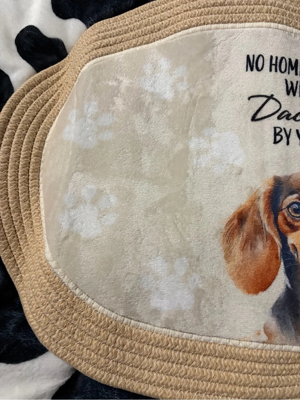 Dachshund Decorative Door Mat - Tan & Beige